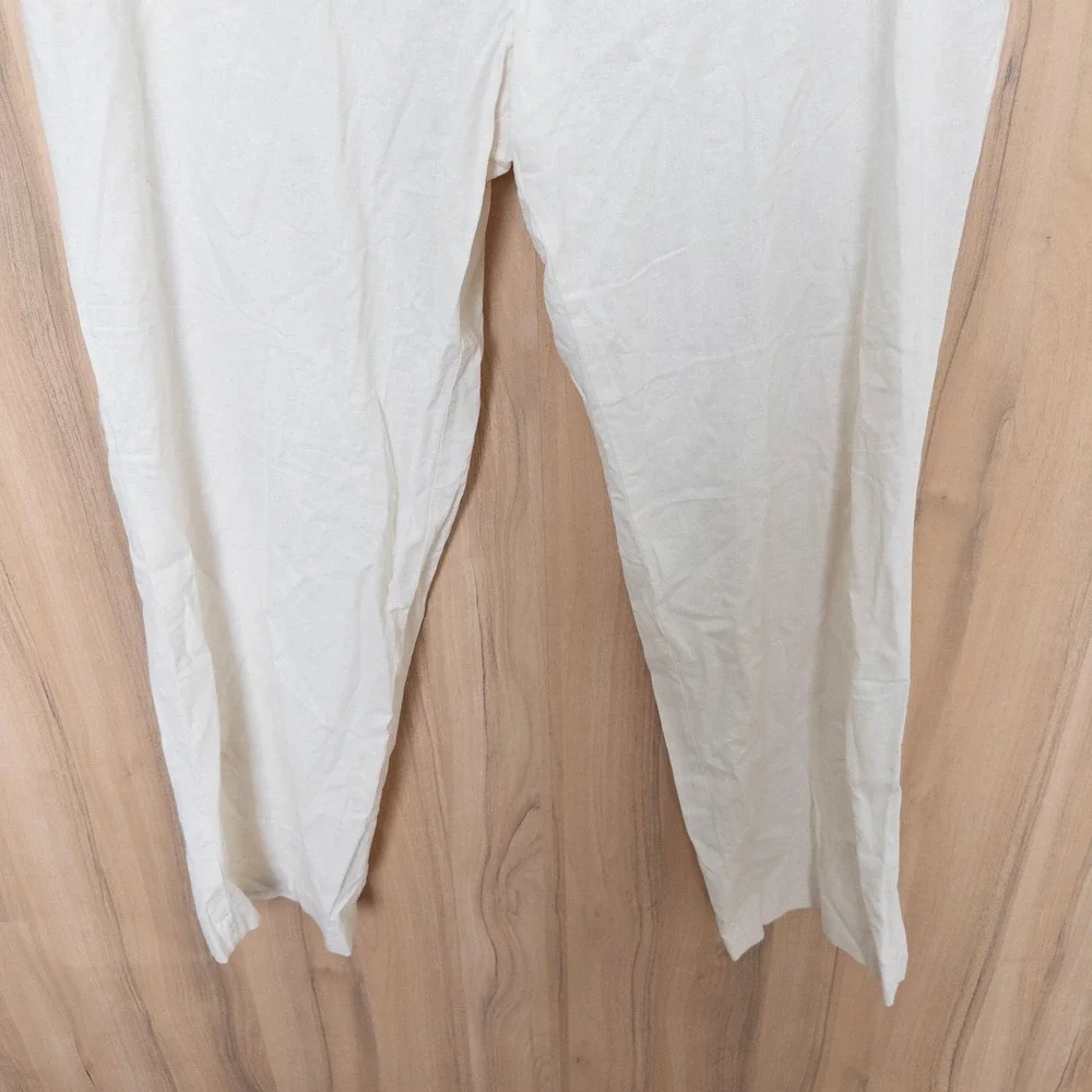 Britches Mens Linen Blend Pants 44x32 White Straight Leg Casual Trousers